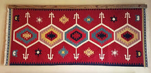 Load image into Gallery viewer, Navajo rug hanger medium stained oak