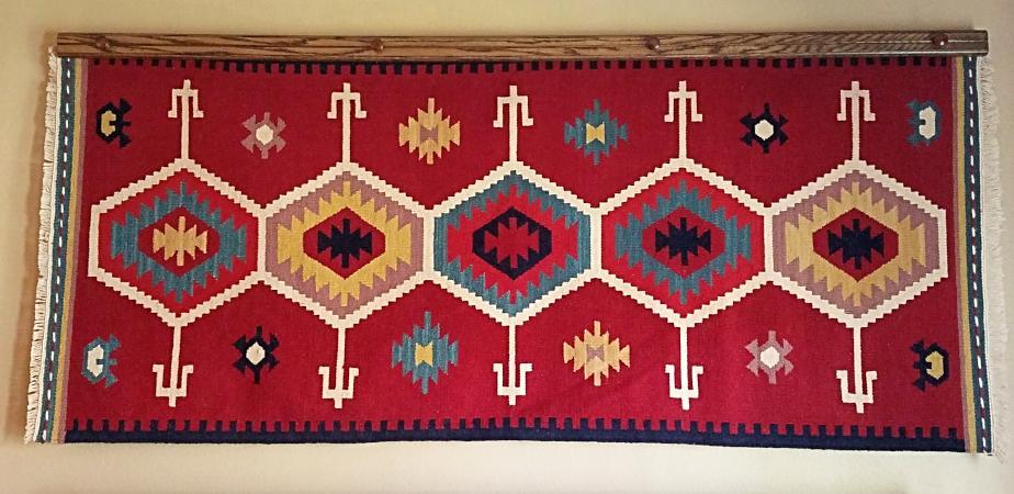 Navajo rug hanger medium stained oak