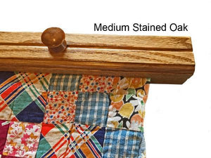 textile hanger closeup medium stained oak