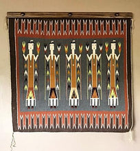 Load image into Gallery viewer, Navajo rug hanger dark walnut stained oak